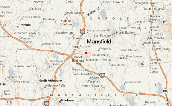 a map of Mansfield, Massachusetts